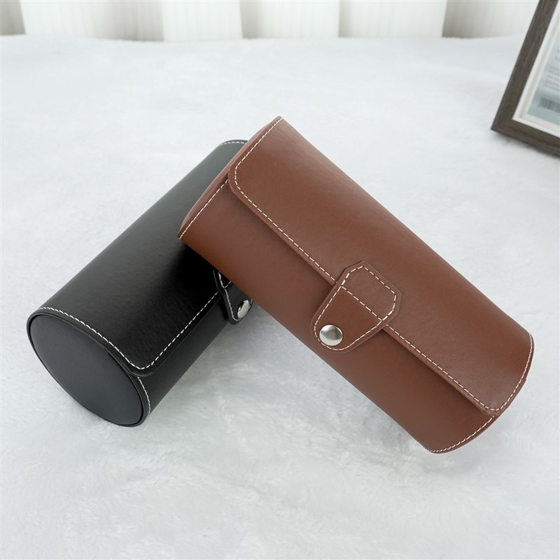 金椟包装PU皮革3位圆筒手表盒珠宝首M饰手表收纳展示包装盒子