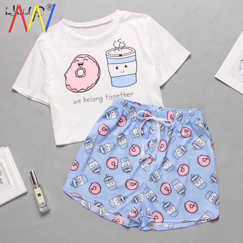 速发Women's Sleepwear Pajamas for Woman T Shirts Shorts Summ