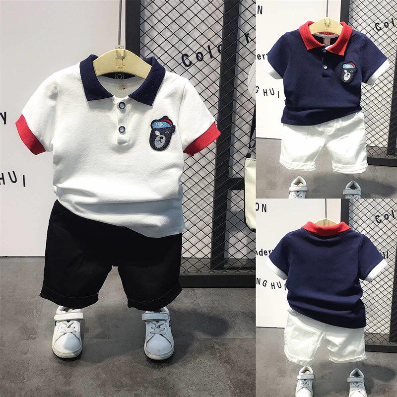 男童短袖POLO衫翻领2023新款5童装儿童半袖纯棉上衣T中;.&r;.&;