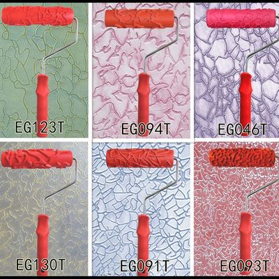 7寸新款裂纹肌理漆滚筒压花硅藻泥滚花模具软滚印花艺术涂料工具