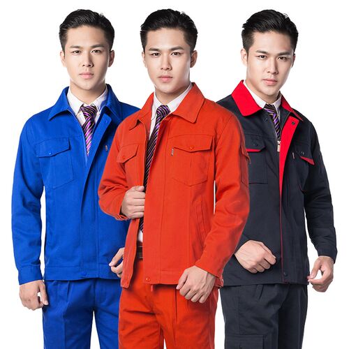 成都纯棉春秋长袖工作服套装厂服劳保服耐磨汽修工装定制LOGO定做