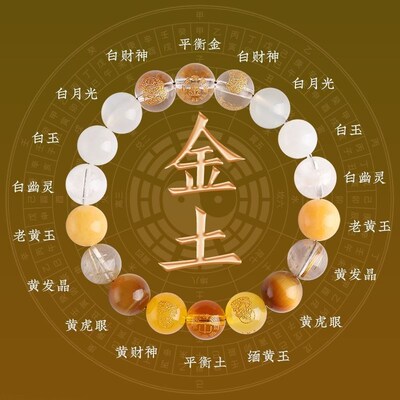 运手链2024五行补缺金喜用金水火土水木手串男女款天然水晶