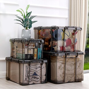 食品密封收纳箱防潮防霉茶叶干货透明大号储物箱带密封圈直角箱子