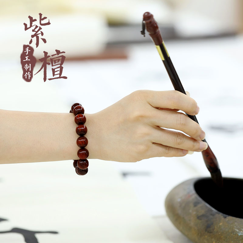紫檀天然檀香手串精致女木手链情侣念珠手持中国风个W性男佛珠饰