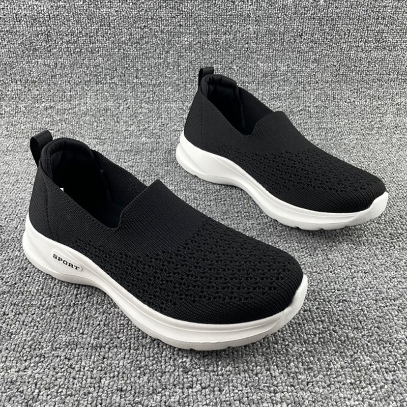 外贸女超轻软弹网面休闲鞋夏季镂空透气一脚蹬懒人鞋防滑妈妈单鞋