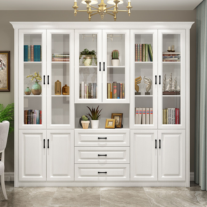 欧式背景墙书柜落地玻璃门书橱书柜简约现代整面墙置物架整体到顶,住宅家具,组合书柜,淘宝优惠券,粉丝福利购,淘宝优惠卷