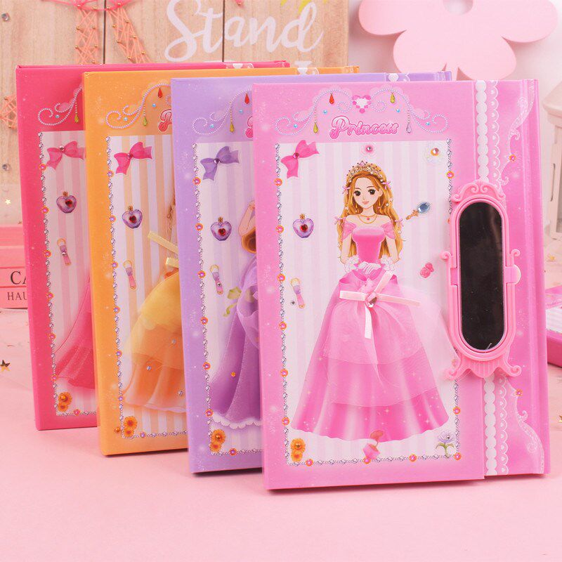 日记本粉色带锁密码本儿童幼儿园女童小学生可爱公主笔记本精致孩