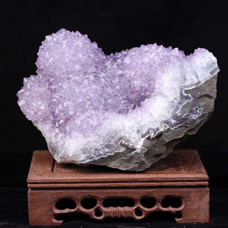 天然紫水晶小晶簇晶花摆件 乌拉圭原矿晶L镇紫晶洞 手链消磁净化
