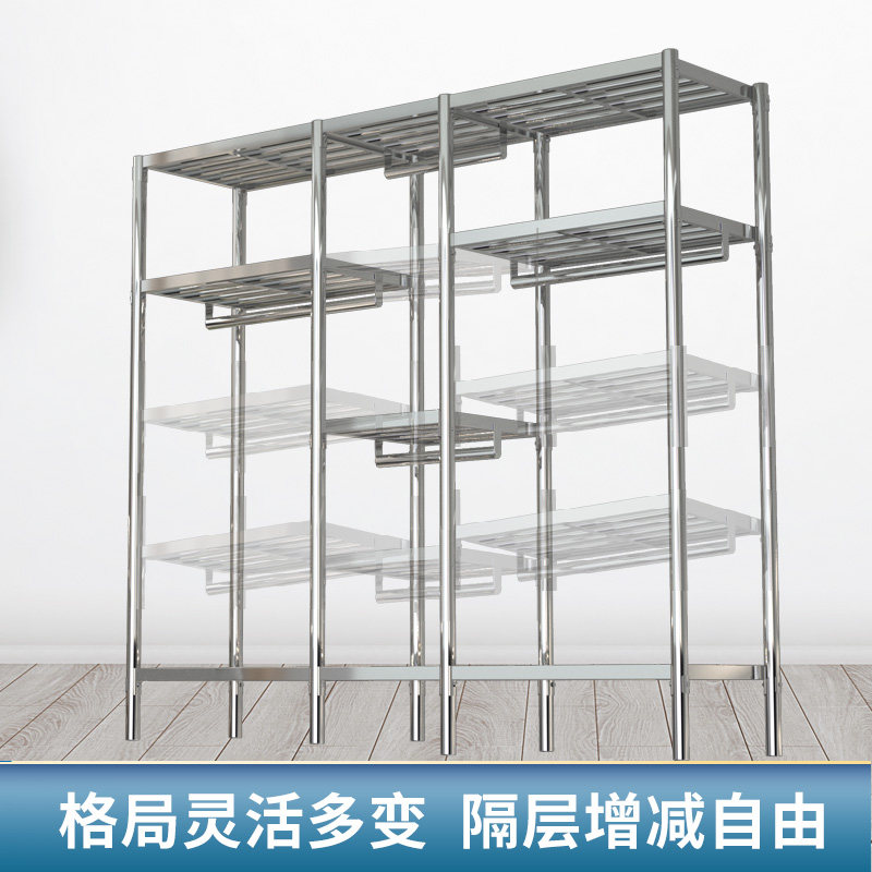 简易布衣柜不锈钢架加粗加厚家用卧室结实耐用收纳挂简约现代衣橱