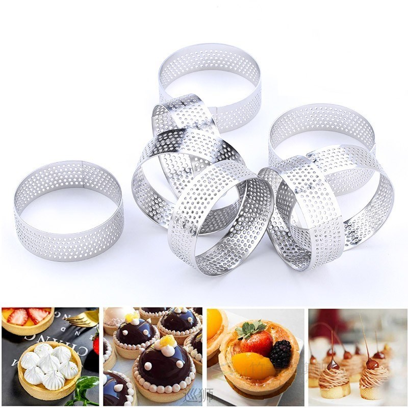 Stainless Steel Mini Tart Ring Heat-Resistant Perforated Cak