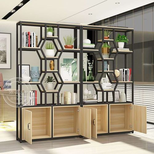办公室铁艺隔断置物架产品展示架客厅理发店装饰架屏风玄关柜简约