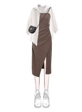 哺乳期夏装外出辣妈款显瘦抽褶收腰E吊带裙哺乳衣服潮妈洋装女装