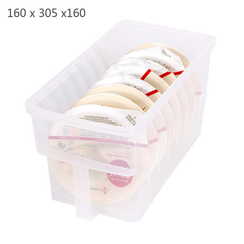 韩国进口厨房冰箱收纳盒透明长方形整理盒家用带盖手柄塑料收纳筐