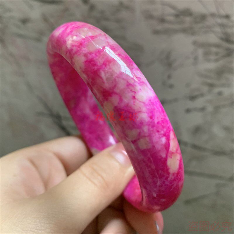 台湾七彩玉桃花玉天然玉手镯韩版玉手镯时尚女款镯子