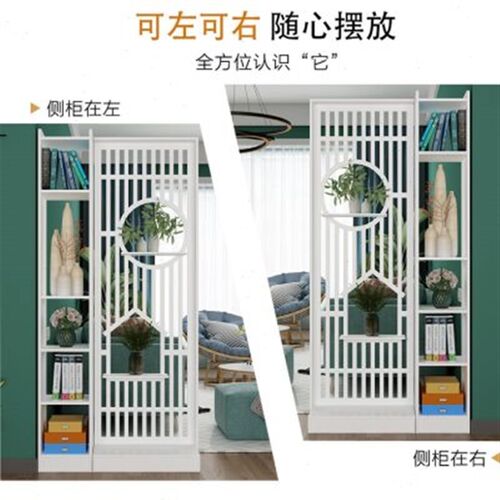办公室置物架栅i栏新中式进门玄关柜简约现代镂空屏风隔断客厅装