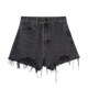 特大码 子 胖mm宽松破洞a字热裤 多巴胺穿搭甜美风显瘦牛仔短裤 女装