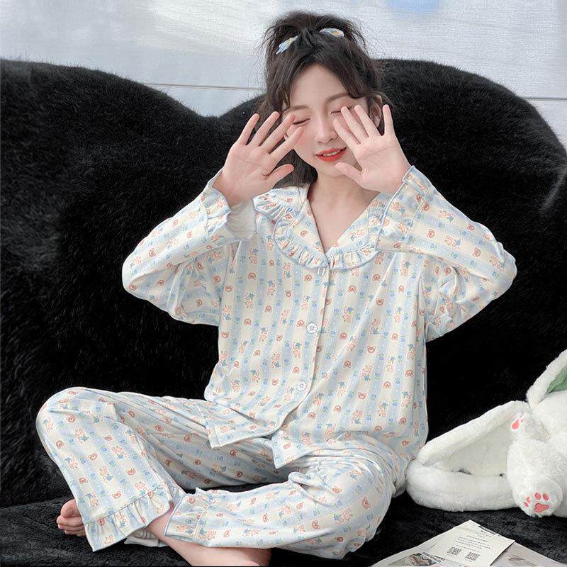 睡衣女小个子绒薄秋冬开衫卡通长袖家居服套装150矮个子冬季新款