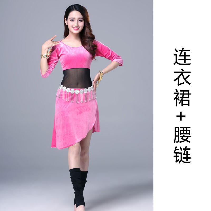 小众高货肚皮舞练功服装女2021春季新款连衣裙初学者丝绒东方表演
