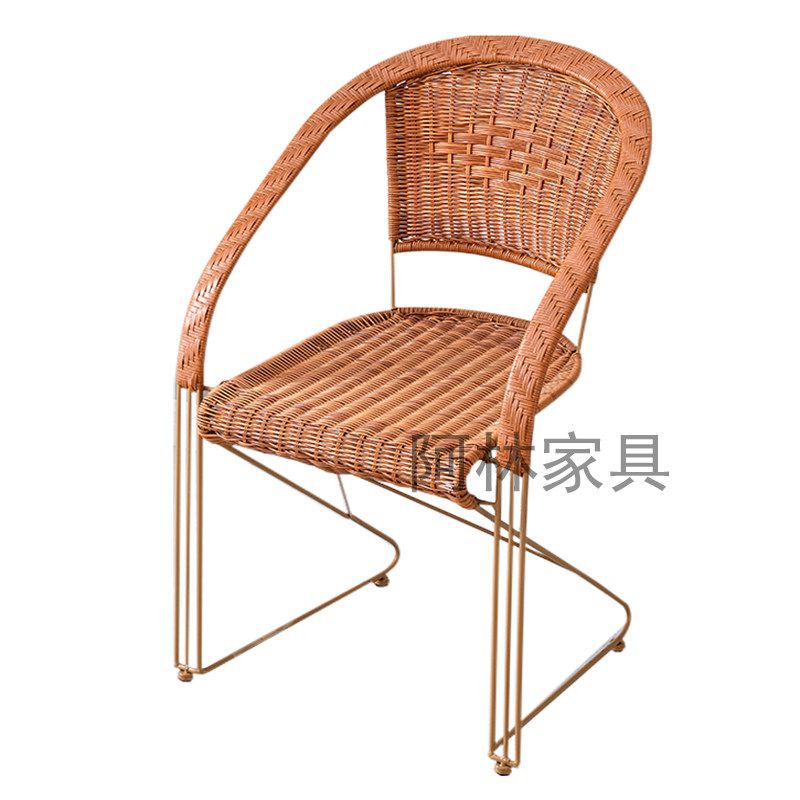 藤椅单人家用实心钢筋弹跳靠背休闲D户外办公电脑椅子阳台圆腾老
