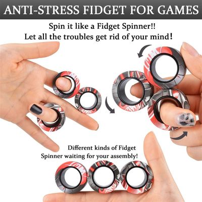 速发6Pcs Fidget Spinner Magnetic Ring Toys Fingers Magnet Ri