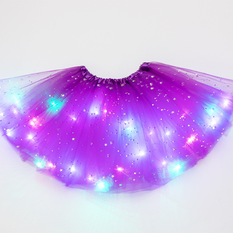 推荐LED Glowing Light  Women Tulle star Skirt Short Tutu Min