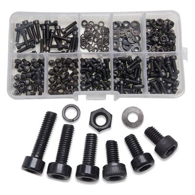现货300 Pcs Nuts Bolts Set Hex Bolts Nut andO Washer Assortm