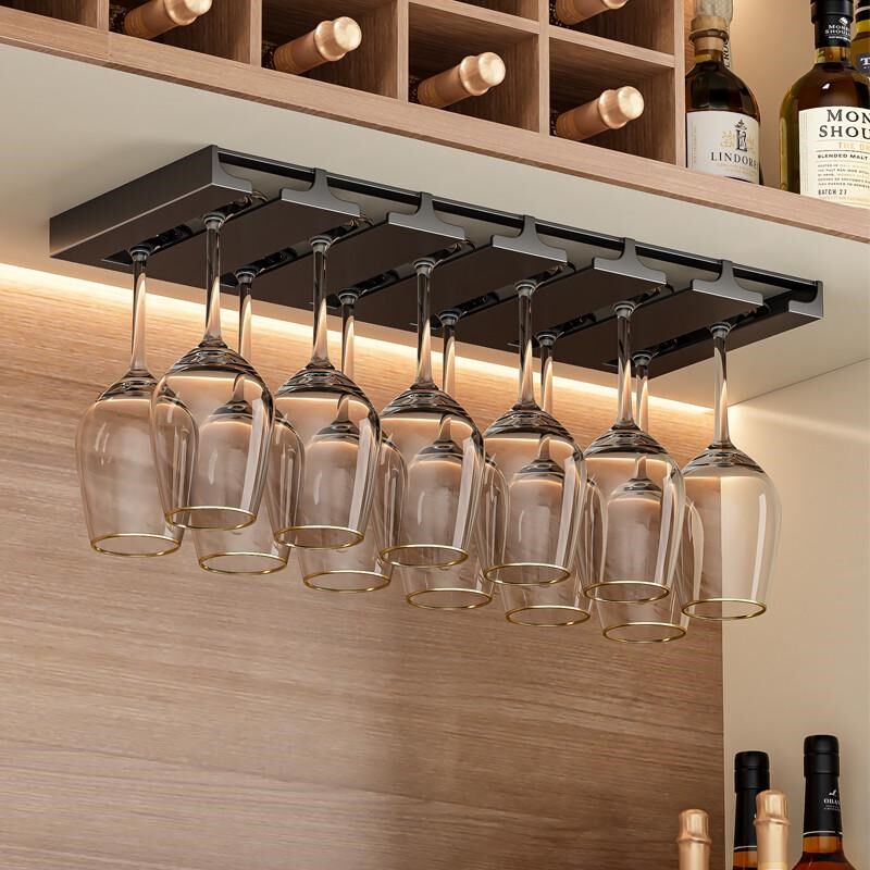 红酒杯架倒挂高脚杯收纳置物架子不锈钢家用酒柜杯子悬挂新品