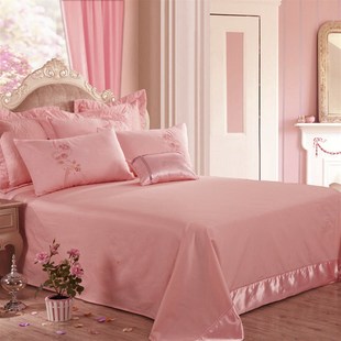 粉色四件套全棉纯棉八件套床单式 婚庆床品 1.8m结婚陪嫁床上 推荐