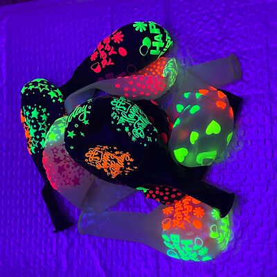 推荐5pcs UV Neon Balloons Glow in the Dark Decorations Black