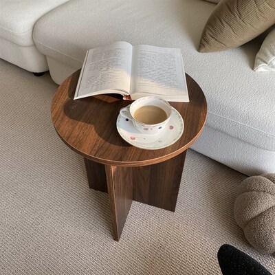 木工小舅 客厅复古小茶几床头角边几 咖啡店小圆桌民宿中古咖啡桌