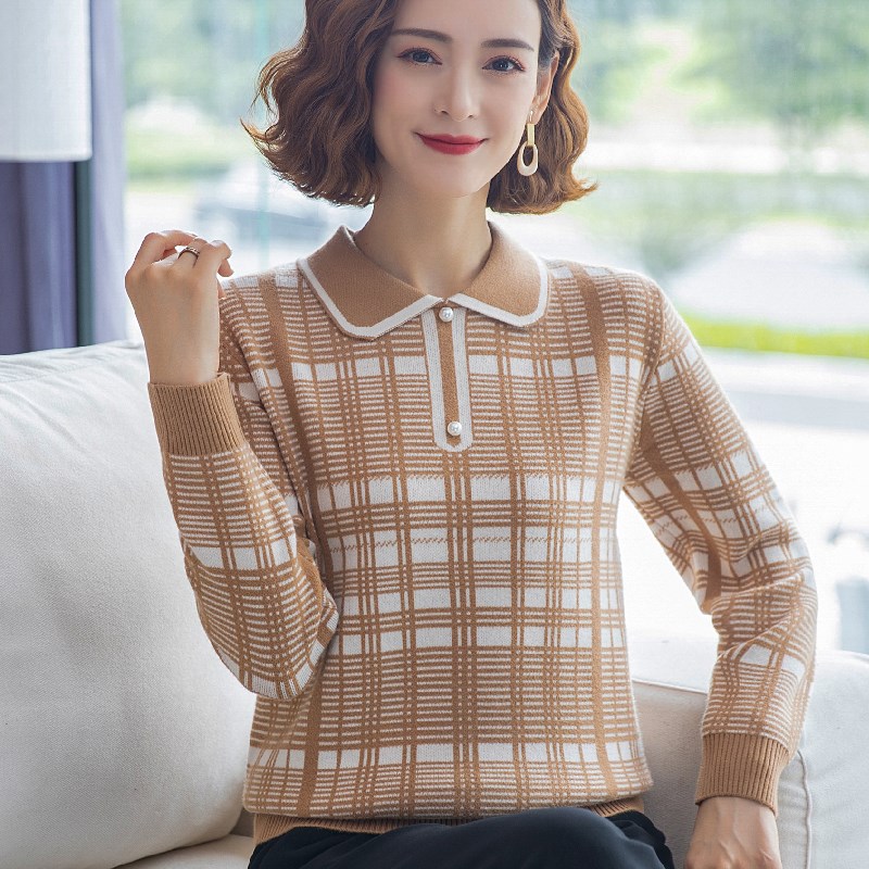 热销2021新款妈妈秋装上衣洋气秋衣外穿女中年妇女打底衫薄款长袖
