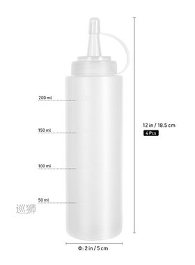 4PCS/set Squeeze Squirt Condiment Bottles With Cap Lid Salad