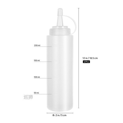 4PCS/set Squeeze Squirt Condiment Bottles With Cap Lid Salad