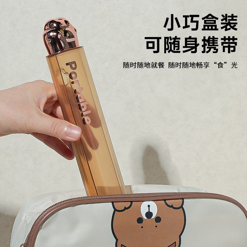 儿童筷子勺子套装实木学生可爱便携餐具木质筷不锈钢勺三件套,餐饮具,便携/折叠餐具,淘宝优惠券,粉丝福利购,淘宝优惠卷