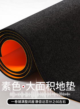 极简风黑灰色地毯办公室电竞房大面积全铺客厅卧室房间黑色地垫子