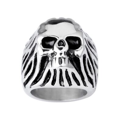 Vintage Punk Style Men Ring Titanium Steel Skull Pattern All