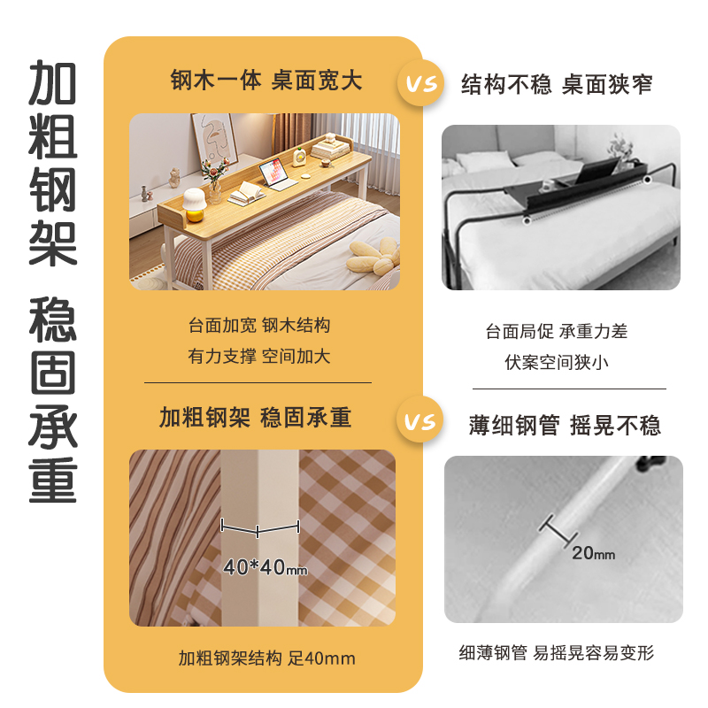床边桌可移动书桌电脑桌家用床上桌懒人卧室跨床桌小桌子床尾桌