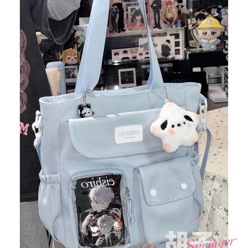 日系可爱少女小食量吧唧透明痛包学生上课单肩书包女大容量斜挎包