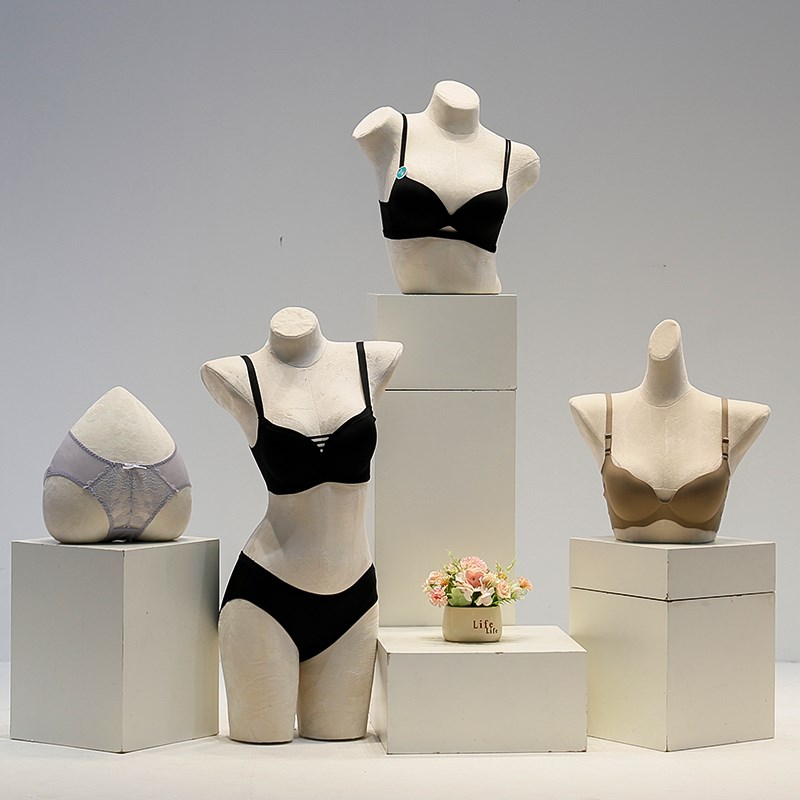服装店彩色丝绒内衣模特道具女半身人台文胸展示架人体内裤模特架