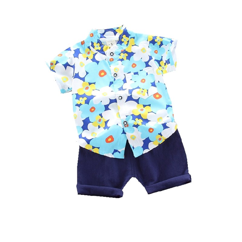 纯棉男童夏装套装1-2一4岁新款儿童衣服宝宝帅气夏季衬衫两件套潮