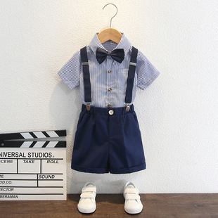 兒童西裝 周歲男寶寶禮服背帶小主持人英倫風小孩生日宴會套 b套裝