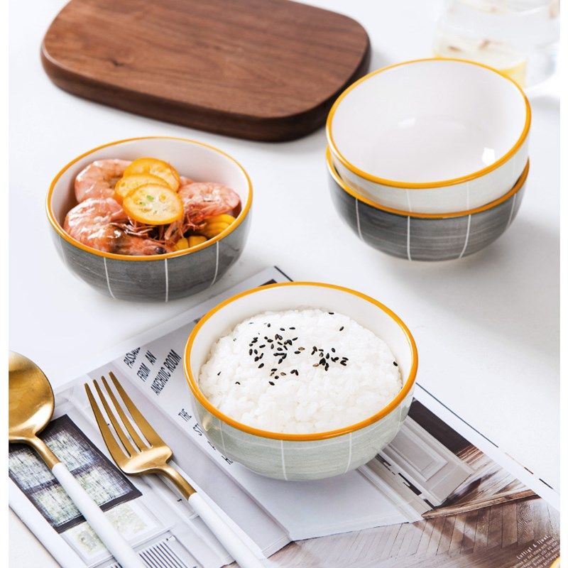 碗家用吃饭米饭碗创意轻奢小碗喝汤碗套装日式北欧高颜值陶瓷餐具
