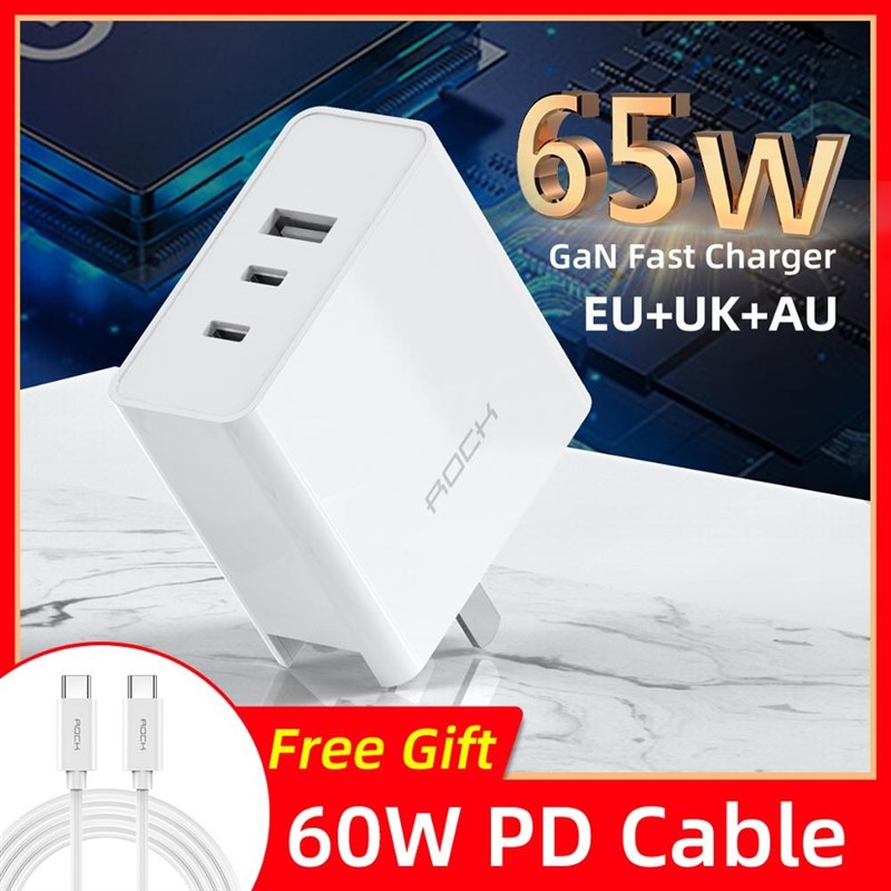 ROCK SPACE GaN 65W Charger PD 3.0  SB   iPhone SE 11 Pro