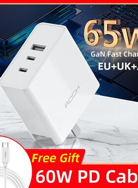 ROCK SPACE GaN 65W Charger PD 3.0  SB   iPhone SE 11 Pro