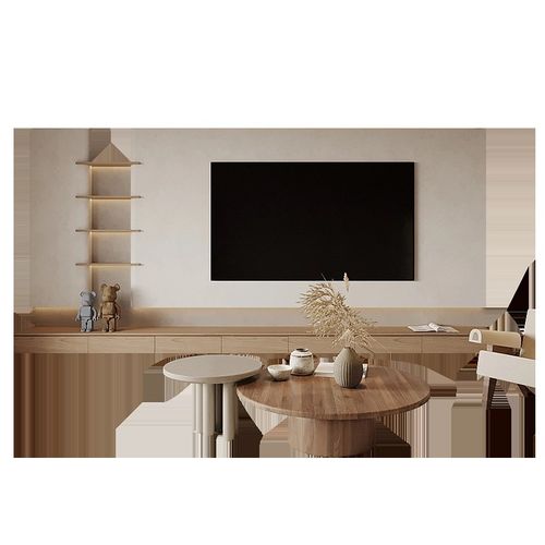 南京全屋定制现代简约奶油风满墙悬空客厅电视柜一体定制家具订制