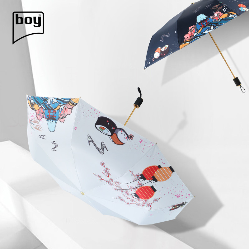 德国boy黑胶遮阳伞防晒防紫外线女太阳伞森系折叠晴雨.伞两用阳伞