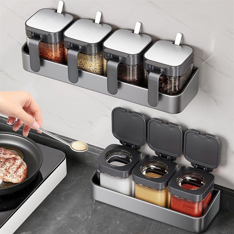 枪灰厨房置物架j免打孔壁挂式刀架调料架佐料调料盒多功能收纳架,厨房/烹饪用具,调料置物架,淘宝优惠券,粉丝福利购,淘宝优惠卷