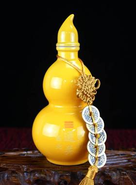 厨房在西北d黄色陶瓷葫芦摆件火烧天门乾卦简约中式补角葫芦
