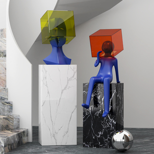 思想牢笼人物坐姿雕塑现代艺术装 饰样板间书房售楼处客厅玄关摆件