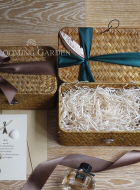 S588藤编礼盒结婚礼物盒婚庆包装礼品空盒子O篮子伴娘伴手复古礼